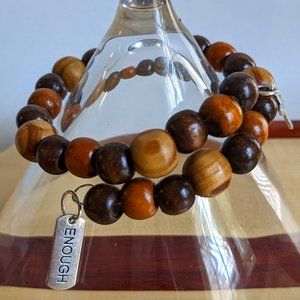 Wooden Beaded "Enough" Bracelet